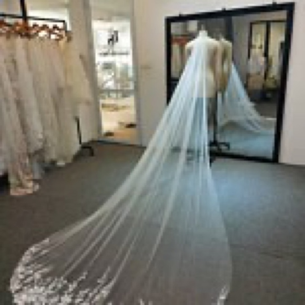 Custom Cascading Cathedral Veil with Lace